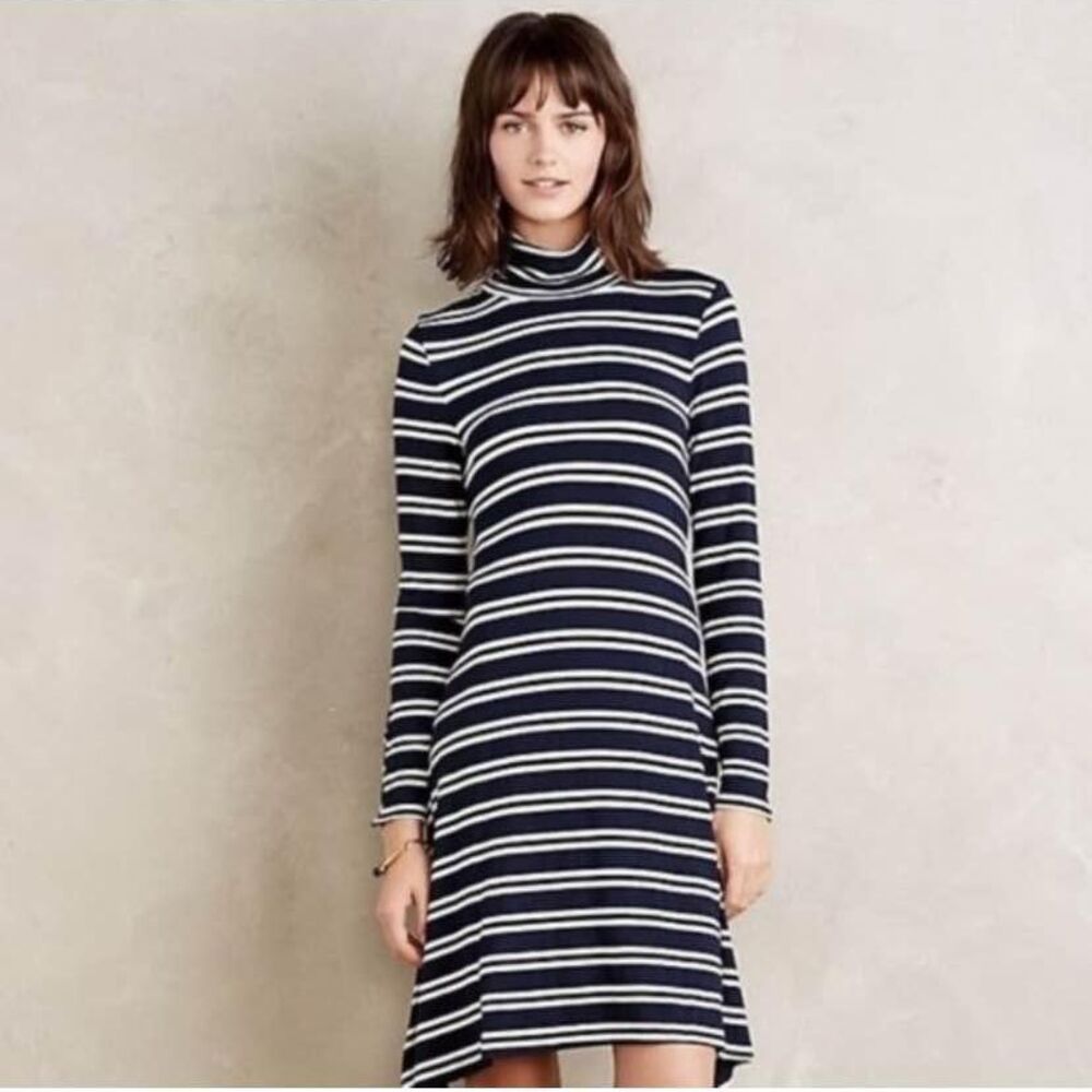 Anthropologie Marve Striped  Turtleneck Dress XS